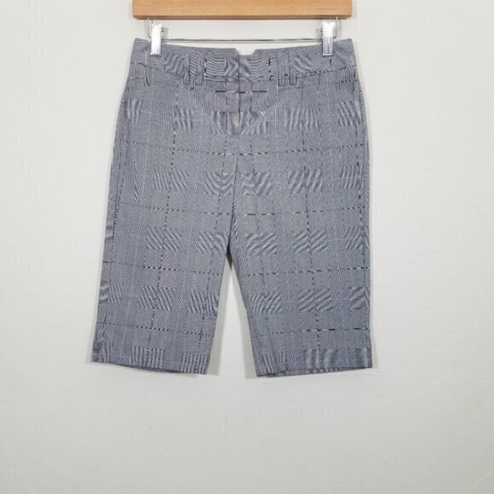 Express Editor Bermuda Dress Shorts Plaid Gray Size 0